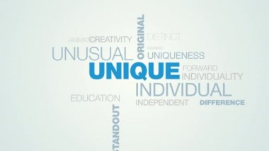 benzersiz bireysel alışılmadık özgün yaratıcı özel fikir farklı ilham çarpıcı başarı animasyonlu kelime bulutu arka planda uhd 4k 3840 2160