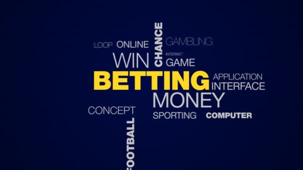 Betting pengar vinst chans sport gamble bet lycka fotboll vinnaren animerade word cloud bakgrund i uhd 4k 3840 2160. — Stockvideo