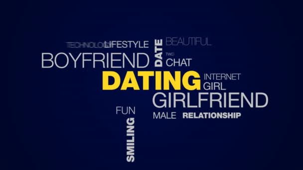 Datant petite amie copain date romantique amour flirt amitié communication sourire ensemble animé mot nuage fond dans uhd 4k 3840 2160 . — Video