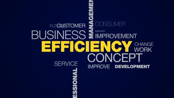 Efficiency concept business management quality strategy technology performance success professional innovation animated word cloud background in uhd 4k 3840 2160. — Stock Video