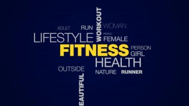 Fitness Sağlık yaşam tarzı egzersiz çalışan aktivite spor eğitim sağlık güzel açık animasyonlu kelime bulutu arka plan uhd 4k 3840 2160.
