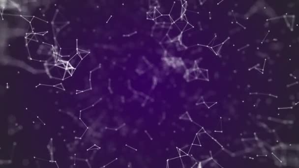 Visualização de big data, nanotecnologia abstrata fundo de plexo de cor indigo, rede global de nanotecnologia de malha com espaço de cópia animado em loop perfeito uhd 4k 3840 2160 — Vídeo de Stock