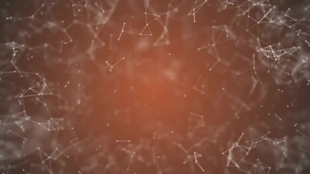 Visualización de big data, nanotecnología abstracta Fondo de plexo de color coral, red global de nanotecnología de malla con espacio de copia animado en bucle perfecto uhd 4k 3840 2160 — Vídeo de stock