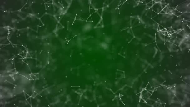 Большая визуализация данных, абстрактная нанотехнология темно-зеленый цвет сплетения фона, сетка нанотехнологии глобальной сети с копированием пространства анимированы в идеальном цикле uhd 4k 3840 2160 — стоковое видео