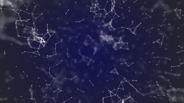 Visualización de big data, nanotecnología abstracta MidnightBlue fondo de plexo de color, red global de nanotecnología de malla con espacio de copia animado en bucle perfecto uhd 4k 3840 2160 — Vídeos de Stock