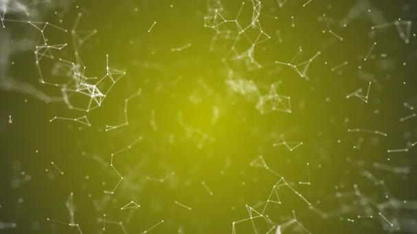 Visualizzazione Big Data Nanotecnologia Astratta Colore Giallo Plesso Sfondo Maglia — Video Stock