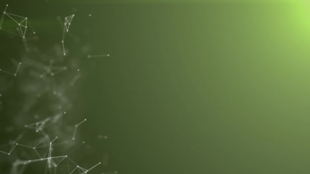 Nanotecnología abstracto plexo verde fondo de color amarillo, redes sociales sin fisuras con espacio de copia animado en bucle perfecto uhd 4k 3840 2160 — Vídeo de stock