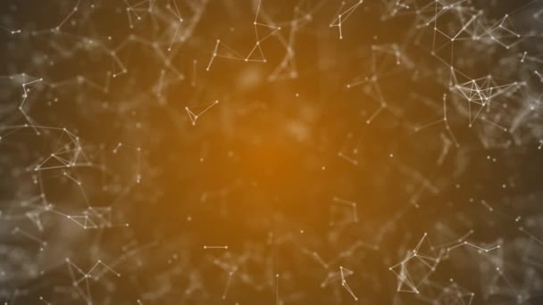 Візуалізація великих даних, абстрактна нанотехнологія DarkOrange color plexus background,mesh nantechnology глобальна мережа з копіювальним простором анімований в ідеальній петлі uhd 4k 3840 2160 — стокове відео