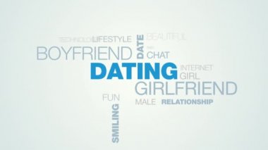 Romantik aşk dostluk iletişim birlikte gülümseyen flört animasyonlu kelime bulutu arka planda uhd 4 k kız erkek tarihi dating 3840 2160.