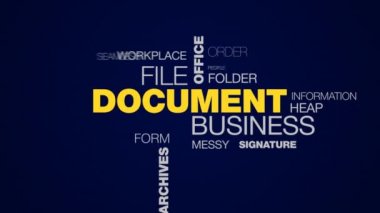 belge iş dosyası office ekonomi bürokrasi organizasyon evrak mektubu arşiv animasyon sözleşme kelime bulutu arka planda uhd 4k 3840 2160.