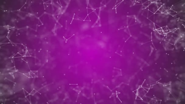 Visualização de big data, nanotecnologia abstrata fundo de plexo de cor Fuchsia, rede global de nanotecnologia de malha com espaço de cópia animado em loop perfeito uhd 4k 3840 2160 — Vídeo de Stock