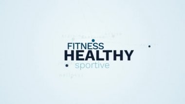 sağlıklı fitness sportif egzersiz aktif yaşam tarzı egzersiz runner jogger sağlık eğitimi animasyonlu kelime bulutu arka planda uhd 4k 3840 2160.