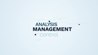 Yönetim Analizi kontrol güvence iş organizasyon strateji sertifika başarı onay sistemi animasyon kelime bulutu arka planda uhd 4k 3840 2160.
