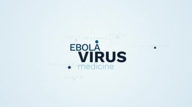virüs ebola tıp enfeksiyon Doktor aşı hasta bilim adamı biyoteknoloji sağlık enjeksiyon animasyonlu kelime bulutu arka planda uhd 4k 3840 2160.