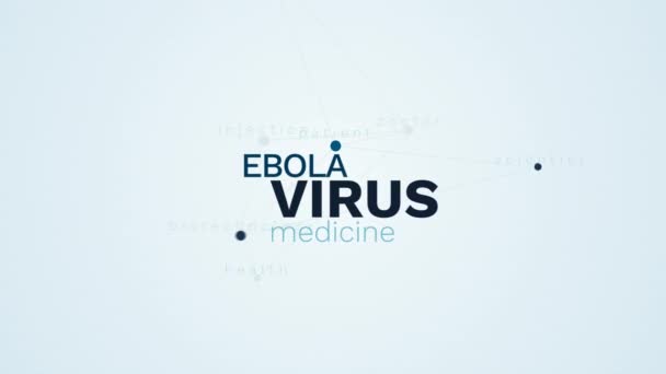 Virus ebola Infeksi obat dokter Vaksin pasien Ilmuwan bioteknologi Injeksi kesehatan Animasi kata cloud background in uhd 4k 3840 2160 . — Stok Video