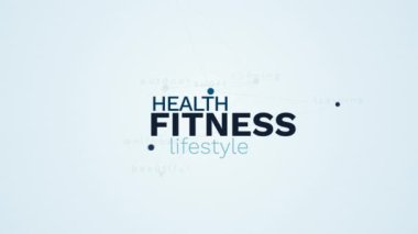 Fitness Sağlık yaşam tarzı egzersiz çalışan aktivite spor eğitim sağlık güzel açık animasyonlu kelime bulutu arka plan uhd 4k 3840 2160.