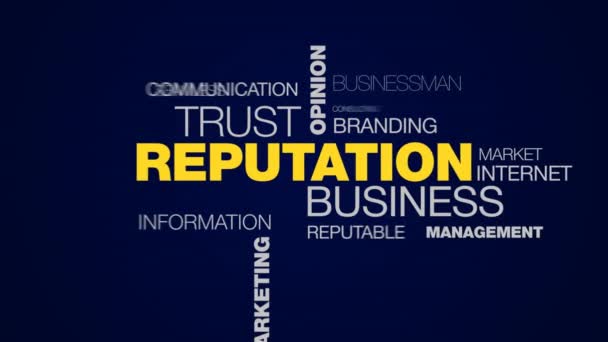 réputation entreprise confiance opinion relations populaires pr social public marketing crédibilité animé mot nuage fond dans uhd 4k 3840 2160 .