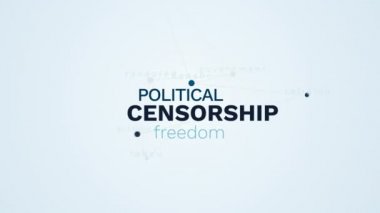 sansür siyasi özgürlük çatışma hükümet internet sansür din sessizlik tabu sansür animasyonlu kelime bulutu arka planda uhd 4k 3840 2160.