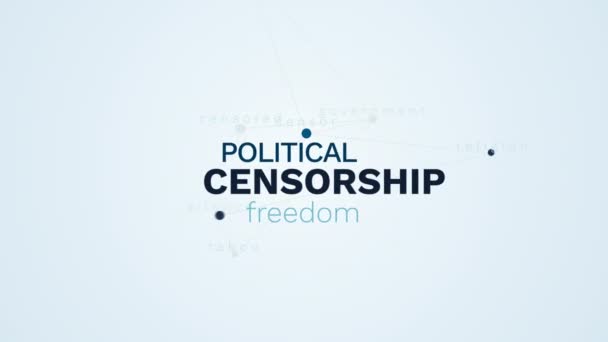 Censura liberdade política conflito governo internet censor religião silêncio tabu censurado palavra nuvem fundo animado em uhd 4k 3840 2160 . — Vídeo de Stock