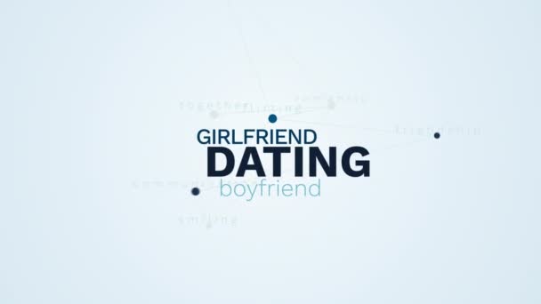 Dating kæreste kæreste dato romantisk kærlighed flirte venskab kommunikation smilende sammen animeret ord sky baggrund i uhd 4k 3840 2160 . – Stock-video