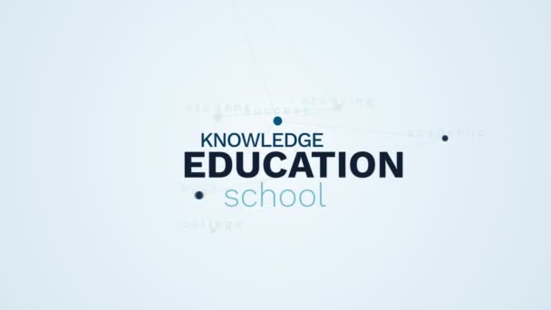 Bildung Wissen Schule Universität studieren Menschen Erfolg akademische Buch College Student animierte Wort Wolke Hintergrund in uhd 4k 3840 2160. — Stockvideo
