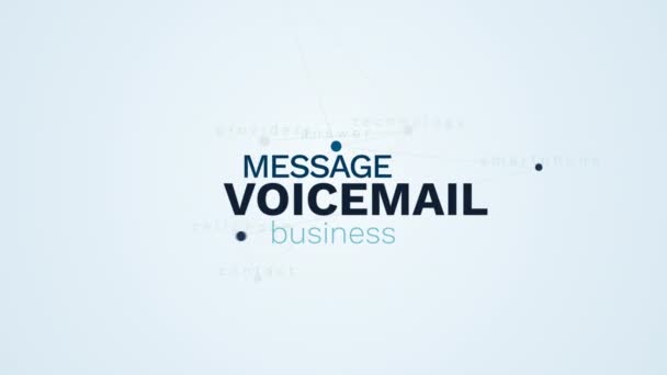 Voicemail Nachricht Geschäft Mobiltechnologie Telefon Antwort Smartphone Handy Kontaktanbieter animierte Wort Wolke Hintergrund in uhd 4k 3840 2160. — Stockvideo