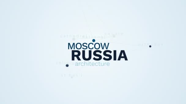 Ρωσία Μόσχα αρχιτεκτονική Κόκκινη Πλατεία Κρεμλίνο εθνική ορθόδοξη θρησκεία st.basil Καθεδρικός Ναός κινουμένων σχεδίων λέξη σύννεφο φόντο σε 4k uhd 3840 2160. — Αρχείο Βίντεο