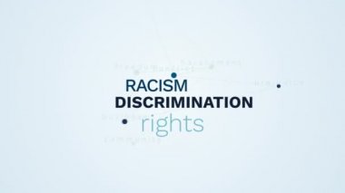 ayrımcılık ırkçılık hakları taciz hoşgörüsüzlük çatışma önyargı iş topluluk özgürlük zorbalık animasyonlu kelime bulutu arka planda uhd 4k 3840 2160.