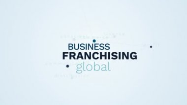 franchising iş lisans anlaşması ticaret kar iletişim dağıtım animasyonlu tüketici kelime bulutu arka planda uhd 4 k pazarlama genel 3840 2160.