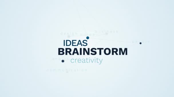 Ideias brainstorm criatividade cooperação negócios trabalho em equipe notas pessoas análise comunicação design animado nuvem de palavras fundo em uhd 4k 3840 2160 . — Vídeo de Stock