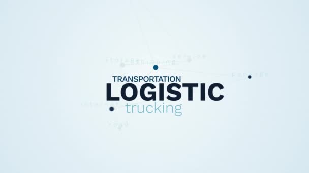 Logistiska transport lastbilstransporter leverans serviceverksamheten frakt paketet internationella vägtransporter storage animerade word cloud bakgrund i uhd 4k 3840 2160. — Stockvideo