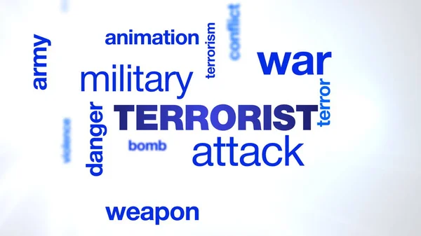 Terrorista ataque peligro militar terrorismo guerra arma animación bomba ejército terror animación palabra nube fondo en uhd 4k 3840 2160 —  Fotos de Stock