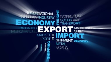 ihracat ithalat ekonomisi navlun küresel taşımacılık lojistik iş kargo animasyonlu ticaret kelime bulutu arka plan uhd 4 k nakliye 3840 2160.