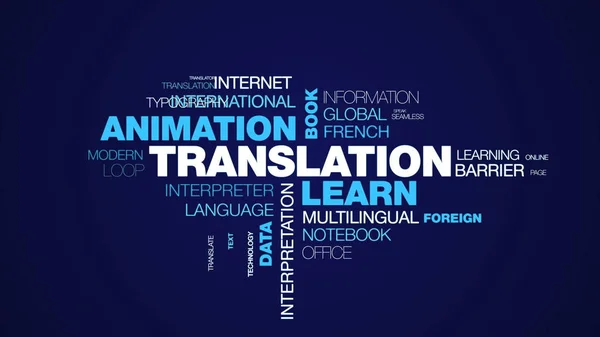 translation learn animation book business communicate communication computer concept data definition animated word cloud background in uhd 4k 3840 2160.