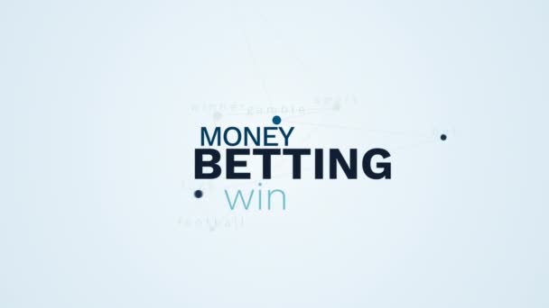 Betting pengar vinst chans sport gamble bet lycka fotboll vinnaren animerade word cloud bakgrund i uhd 4k 3840 2160. — Stockvideo