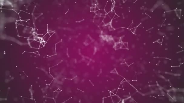 Big data visualization, abstract nanotechnology MediumVioletRed color plexus background, mesh nanotechnology global network with copy space animated in perfect loop uhd 4k 3840 2160 — Vídeo de stock