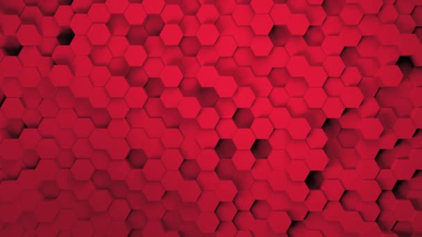 Abstrakte Scifi-Technologie Sechseck-Muster Hintergrund technologischer Hintergrund aus Rotsechsecken mit Leuchteffekt 4k uhd 3840 2160 — Stockvideo