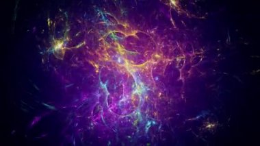 Soyut Nebula uzayda uçan. 4k, bilimsel Filmler ve sinematik için hareket görüntüleri. Ayrıca sahne ve başlıklar, logolar için iyi bir arka plan