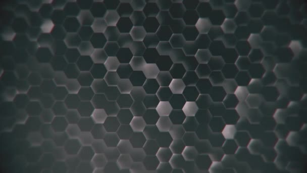 Αφηρημένη τεχνολογία SciFi εξάγωνο μοτίβο φόντο τεχνολογικό φόντο κατασκευασμένο από μαύρα εξααγόνια με εφέ λάμψης 4K UHD 3840 2160 — Αρχείο Βίντεο
