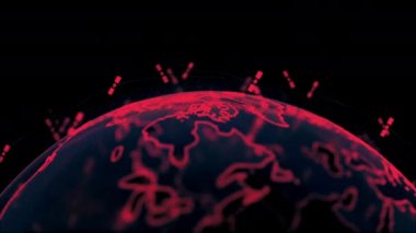 bstract 3D görüntüleme uyduları yıldız bağlantı ağı, dijital dünya veri küresi - dünyayı birbirine bağlar. Uydular gezegeni çevreleyen bir ağ ya da gökyüzü köprüsü oluşturur. Karmaşıklık taşıyan büyük veriler taşar.