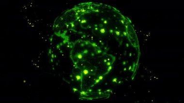 Küresel ağ ağı, dünya soyut 3D uyduları yıldız bağlantısını oluşturur. Uydular gezegeni çevreleyen bir ağ ya da ufuk köprüsü oluşturur. Karmaşıklık taşıyan büyük veriler modern dijital verileri taşır.