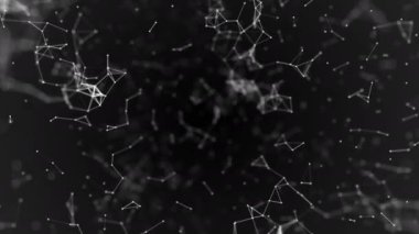 büyük veri görselleştirme, soyut nanoteknoloji siyah renk pleksus arka plan, mükemmel döngü uhd 4 k animasyonlu kopya alanı ile nanoteknoloji küresel ağ kafes 3840 2160