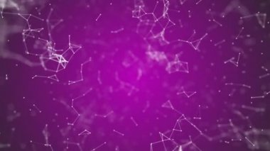 büyük veri görselleştirme, soyut nanoteknoloji fuşya rengi pleksus arka plan, mükemmel döngü uhd 4 k animasyonlu kopya alanı ile nanoteknoloji küresel ağ kafes 3840 2160