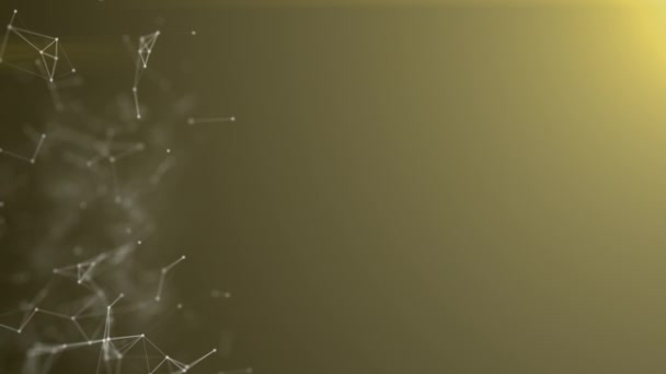 Nanotechnologie abstrakte Plexus Gold Farbe Hintergrund, nahtlose Netzwerk Social Media mit Kopierraum animiert in perfekter Schleife uhd 4k 3840 2160 — Stockvideo