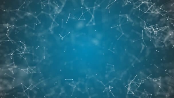 Visualizzazione di big data, nanotecnologie astratte sfondo in plesso di colore blu, rete globale di nanotecnologie mesh con spazio copia animato in loop perfetto uhd 4k 3840 2160 — Video Stock