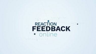 geri bildirim iletişim iş bilgi cevap istemci yorum mesaj görüş değerlendirme puanı animasyonlu kelime bulutu arka planda uhd 4k 3840 2160.