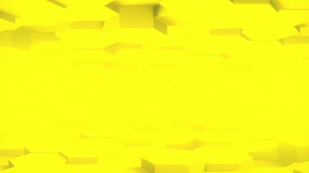 Abstract Hexagon Geometrisch bureaublad Oppervlak Glad Beweeg licht helder schoon minimaal zeshoekig raster model, willekeurig golvend beweeg 3D rendering achtergrond doek in platte architectonische blanco muur 4K UHD — Stockvideo