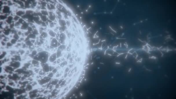 globe abstrait avec construction atome et plexus. Satellite numérique avec continent en formation. Rendu 3d 