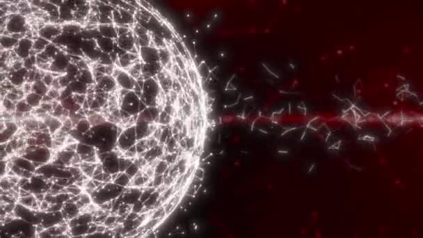 globe abstrait avec construction atome et plexus. Satellite numérique avec continent en formation. Rendu 3d 