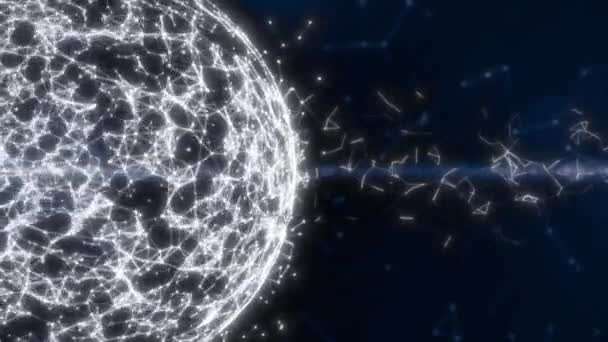 Abstract Globe met Atom en plexus constructie. Digitale technologie satelliet met continent vormen. 3D-rendering — Stockvideo